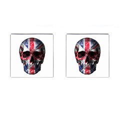 Uk Flag Skull Cufflinks (square) by Valentinaart