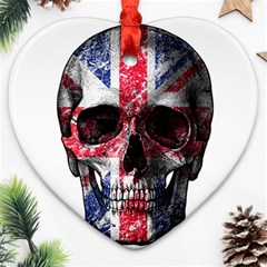 Uk Flag Skull Heart Ornament (two Sides) by Valentinaart