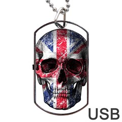 Uk Flag Skull Dog Tag Usb Flash (two Sides) by Valentinaart