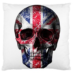 Uk Flag Skull Large Cushion Case (one Side) by Valentinaart