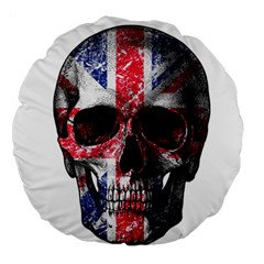 Uk Flag Skull Large 18  Premium Round Cushions by Valentinaart