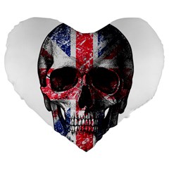 Uk Flag Skull Large 19  Premium Heart Shape Cushions by Valentinaart