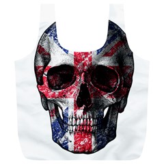 Uk Flag Skull Full Print Recycle Bags (l)  by Valentinaart