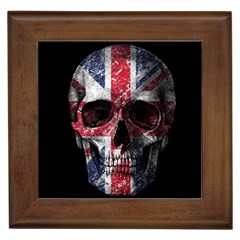 Uk Flag Skull Framed Tiles by Valentinaart