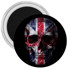 Uk Flag Skull 3  Magnets by Valentinaart