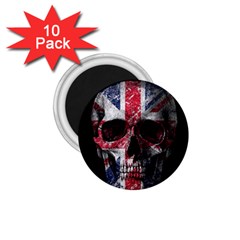 Uk Flag Skull 1 75  Magnets (10 Pack)  by Valentinaart