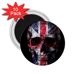 Uk Flag Skull 2 25  Magnets (10 Pack)  by Valentinaart