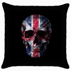 Uk Flag Skull Throw Pillow Case (black) by Valentinaart