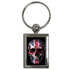 Uk Flag Skull Key Chains (rectangle)  by Valentinaart