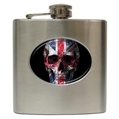 Uk Flag Skull Hip Flask (6 Oz) by Valentinaart