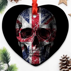 Uk Flag Skull Heart Ornament (two Sides) by Valentinaart