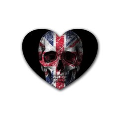 Uk Flag Skull Heart Coaster (4 Pack)  by Valentinaart