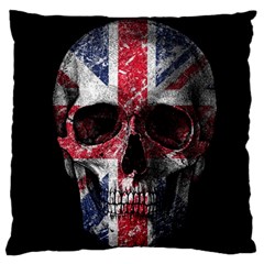 Uk Flag Skull Large Cushion Case (one Side) by Valentinaart