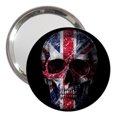 Uk Flag Skull 3  Handbag Mirrors by Valentinaart