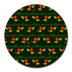 Plants And Flowers Round Mousepads by linceazul