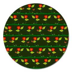 Plants And Flowers Magnet 5  (round) by linceazul