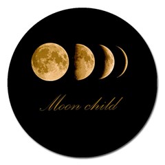 Moon Child Magnet 5  (round) by Valentinaart