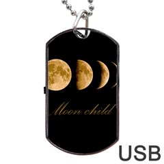 Moon Child Dog Tag Usb Flash (one Side) by Valentinaart