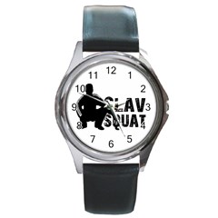 Slav Squat Round Metal Watch by Valentinaart