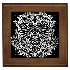 Tattoo Tribal Owl Framed Tiles by Valentinaart