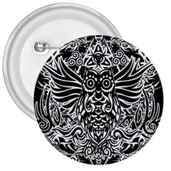 Tattoo Tribal Owl 3  Buttons by Valentinaart