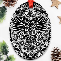 Tattoo Tribal Owl Ornament (oval) by Valentinaart