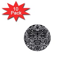 Tattoo Tribal Owl 1  Mini Buttons (10 Pack)  by Valentinaart