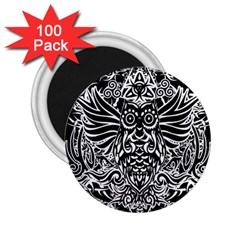 Tattoo Tribal Owl 2 25  Magnets (100 Pack)  by Valentinaart