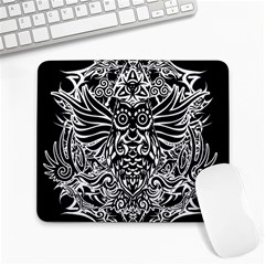 Tattoo Tribal Owl Large Mousepads by Valentinaart