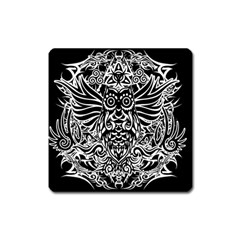 Tattoo Tribal Owl Square Magnet by Valentinaart