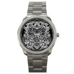 Tattoo Tribal Owl Sport Metal Watch by Valentinaart