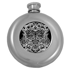 Tattoo Tribal Owl Round Hip Flask (5 Oz) by Valentinaart