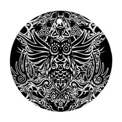 Tattoo Tribal Owl Round Ornament (two Sides)