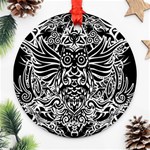 Tattoo tribal owl Round Ornament (Two Sides) Back