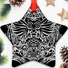 Tattoo Tribal Owl Star Ornament (two Sides) by Valentinaart