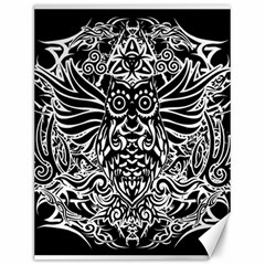 Tattoo Tribal Owl Canvas 12  X 16   by Valentinaart