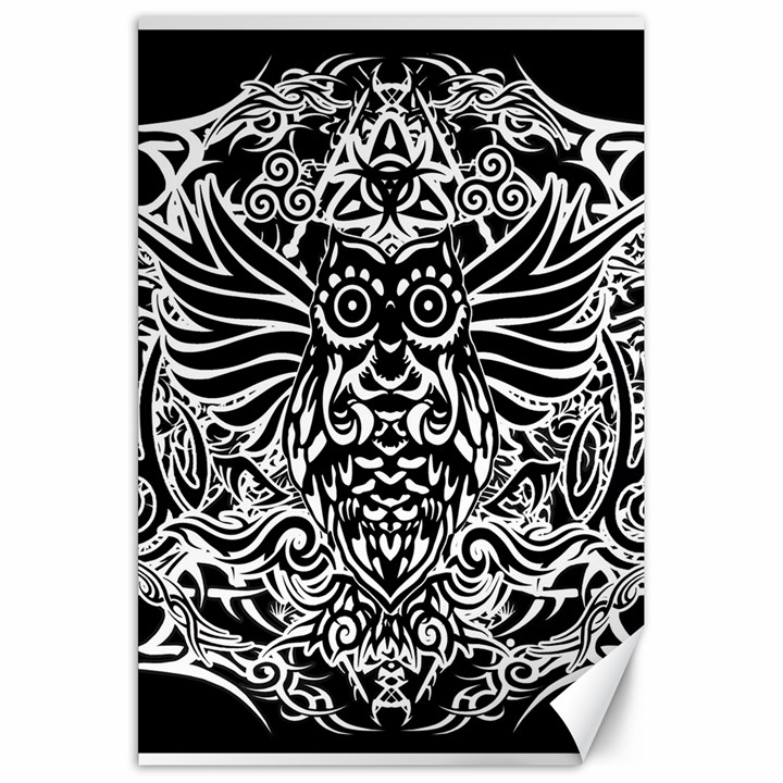 Tattoo tribal owl Canvas 20  x 30  