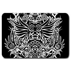 Tattoo Tribal Owl Large Doormat  by Valentinaart