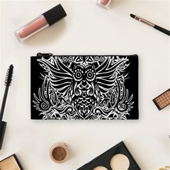 Tattoo Tribal Owl Cosmetic Bag (small)  by Valentinaart