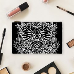 Tattoo Tribal Owl Cosmetic Bag (medium)  by Valentinaart