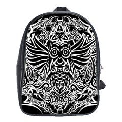 Tattoo Tribal Owl School Bags(large)  by Valentinaart