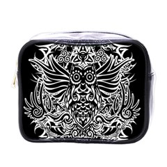 Tattoo Tribal Owl Mini Toiletries Bags by Valentinaart