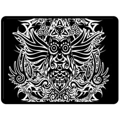 Tattoo Tribal Owl Fleece Blanket (large)  by Valentinaart