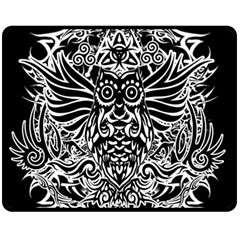 Tattoo Tribal Owl Fleece Blanket (medium)  by Valentinaart