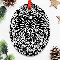 Tattoo Tribal Owl Ornament (oval Filigree) by Valentinaart