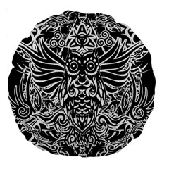 Tattoo Tribal Owl Large 18  Premium Round Cushions by Valentinaart