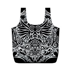 Tattoo Tribal Owl Full Print Recycle Bags (m)  by Valentinaart