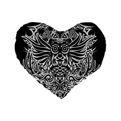 Tattoo Tribal Owl Standard 16  Premium Flano Heart Shape Cushions by Valentinaart