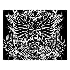 Tattoo Tribal Owl Double Sided Flano Blanket (large)  by Valentinaart