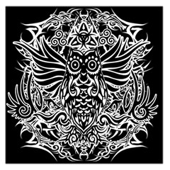 Tattoo Tribal Owl Large Satin Scarf (square) by Valentinaart